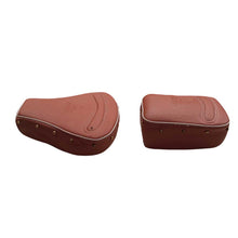 Load image into Gallery viewer, Leatherette Seat Cover Light Brown With Foam and button curve design For Royal Enfield Classic 350 and classic 500