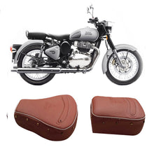 Load image into Gallery viewer, Leatherette Seat Cover Light Brown With Foam and button curve design For Royal Enfield Classic 350 and classic 500