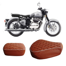 Load image into Gallery viewer, Light Brown Seat Cover with Cushion and design  For Royal Enfield Classic Motorcycle