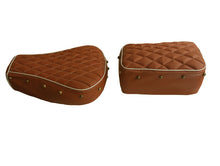 Load image into Gallery viewer, Light Brown Seat Cover with Cushion and button  For Royal Enfield Classic Motorcycle