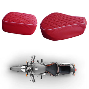 Leatherette Maroon Seat Cover with Cushion and design  For Royal Enfield Classic Motorcycle